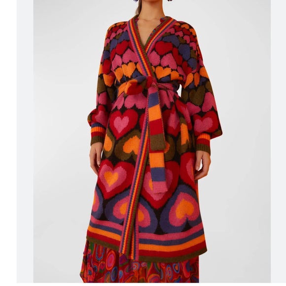 NEW FARM Rio Full of Hearts belted cardigan/ coat. - Picture 4 of 11